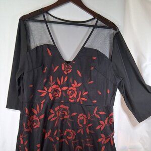 Shein Women's Full Length Black and Red Dress Size XXL